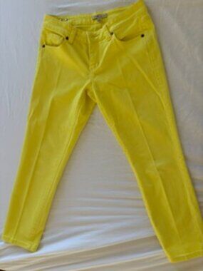 Bright Yellow Skinny Cabi Jeans, Size 4